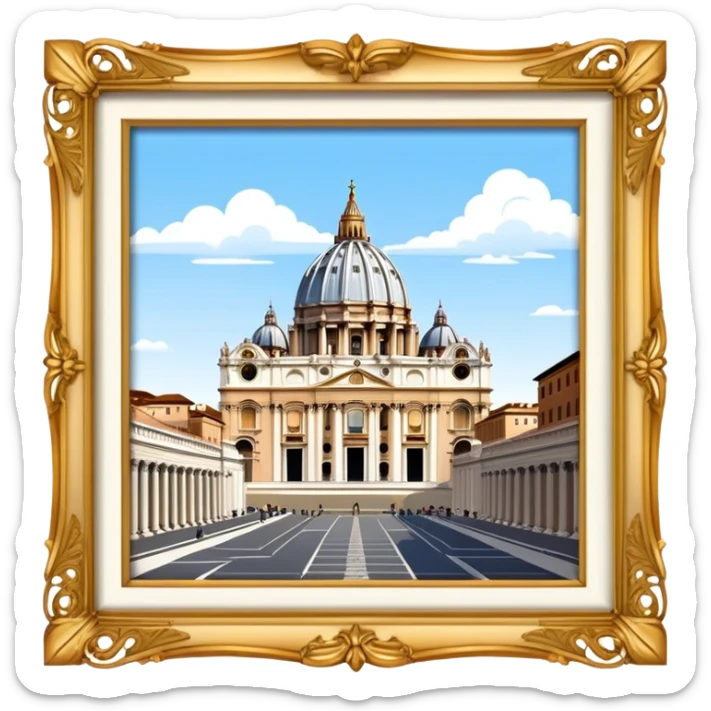 Cinematic Realistic St. Peter's Basilica Landmark Emoji, depicted with majestic, ornate architecture rendered with lifelike detail and regal lighting. sticker