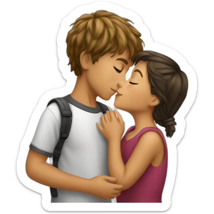 brazilian young boy with german young girl kiss sticker