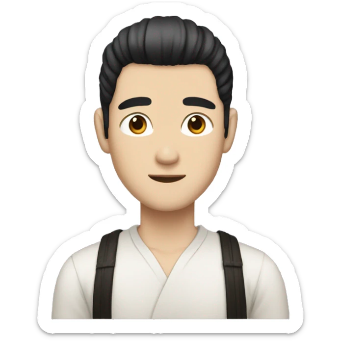 white skin color japanese man with black anime hair, make it from shoulders and create only one emoji sticker