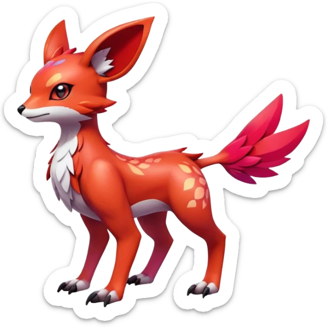 Falvie-fantasy-creature-Fakémon-Pokémon, full body, with markings sticker