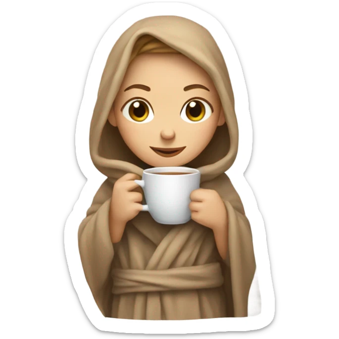 Light browned Hair girl with blanket and cup of tea sticker