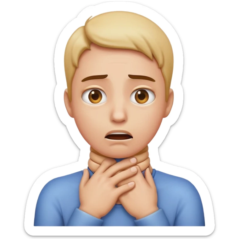 chocking emoji, like somebody is holding their hands on their neck, and eyes rolled sticker