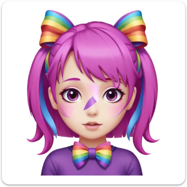 Purple Loli girl with pink hair and a rainbow bow sticker