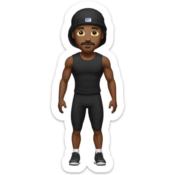 black man, little moustache, black durag, football jogging, full body sticker