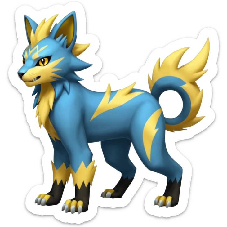 Zeraora-Manectric-Luxray-Bobcat-Fakémon-fusion-animal-creature, full body  sticker