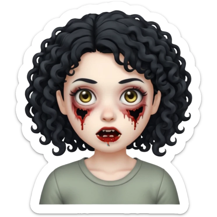 Eu quero fazer um memoji de zombie com cabelo cacheado feminino  sticker