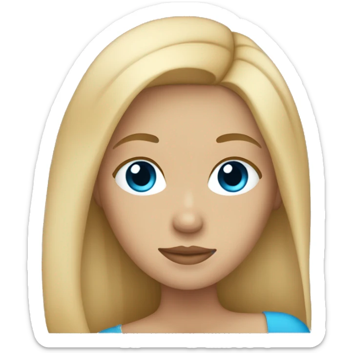 a girl with straight, dirty blonde hair, light skin, and blue eyes sleeping sticker