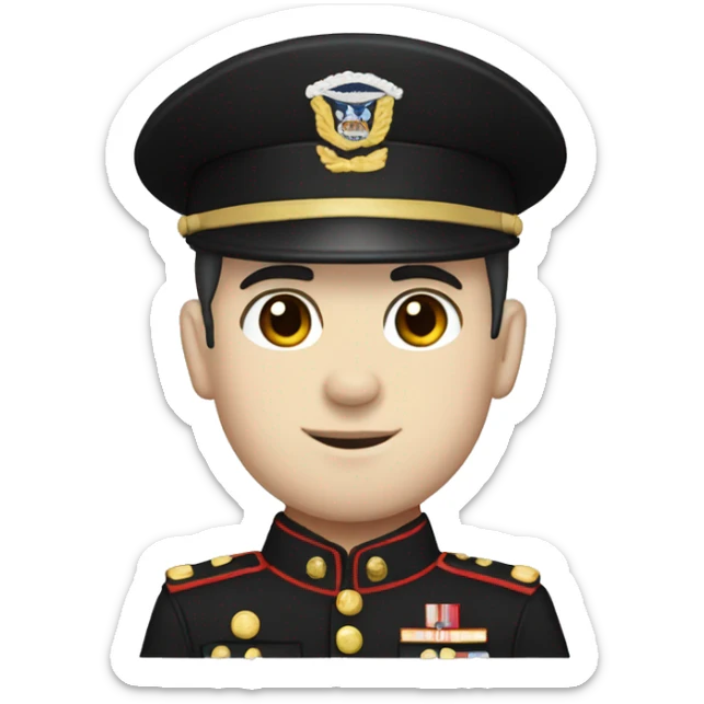 American Marine with pale skin, black hair, and hat  sticker