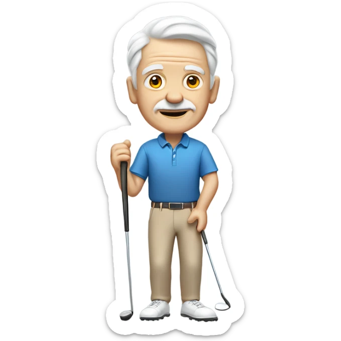 Elderly white male no facial hair and no cane playing golf sticker