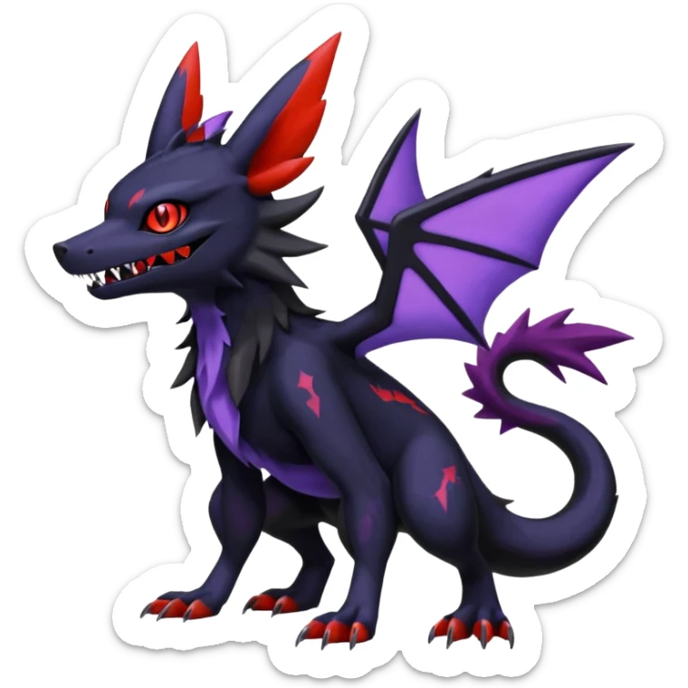 Spooky Nargacuga-Salandit-Umbreon-Noibat-Noivern-Silvally-Pokémon-Fakémon-fusion (full body) sticker