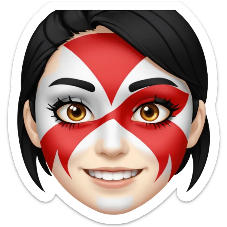 A black hair teen supporter with bold full-face paint, smiling with fierce team spirit. blonde hair sticker
