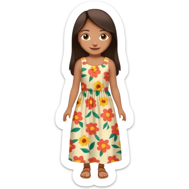 Can you make a girl with dark brown eyes with dark brown hair straight long hair with fully body  sticker