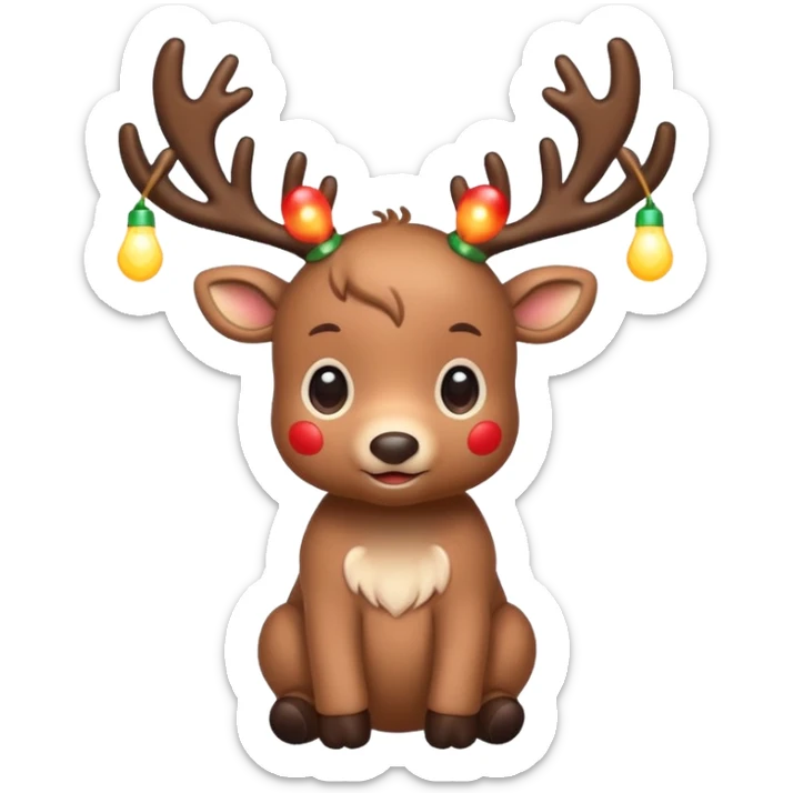 reindeer baby  cute, full body lights whire aropund his head sticker