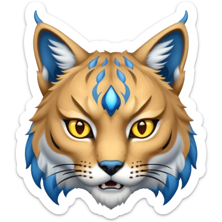 Tête de lynx : très très très féroce et très méchant et tout bleu sticker