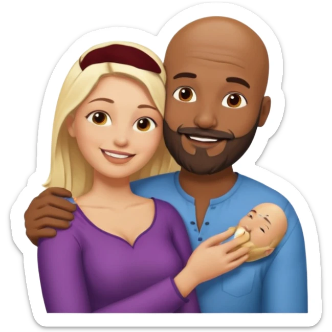 Naked bald Indian man with a beard spooning naked blonde woman sticker