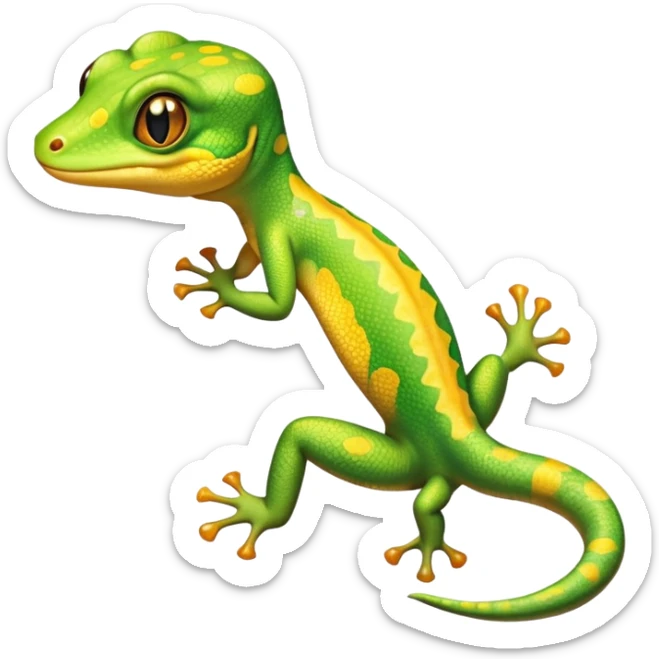 cinematic-cute-realistic gecko-portrait-emoji,-head-tilted-playfully-and-inquisitively,-featuring-a-small,-charming-body-with-smooth,-vividly-patterned-scales,-bright,-sparkling-eyes-and-delicate,-sticky-toe-pads,-simplified-yet-irresistibly-adorable sticker