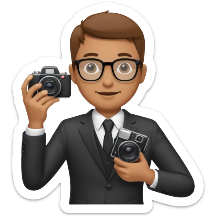 Hombre moreno con gafas haciendo fotos en una boda sticker