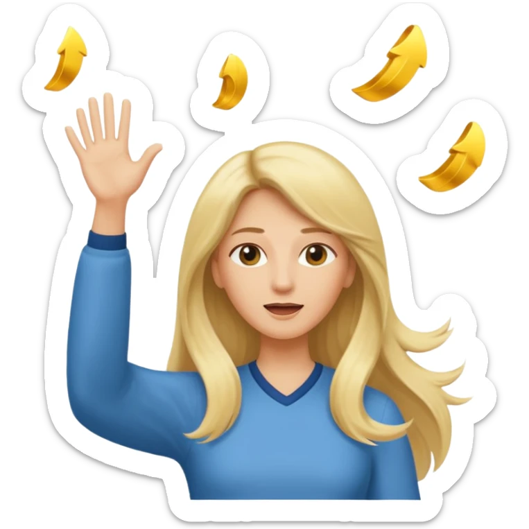 lady with long blonde hair throwing her ands in the air saying why sticker