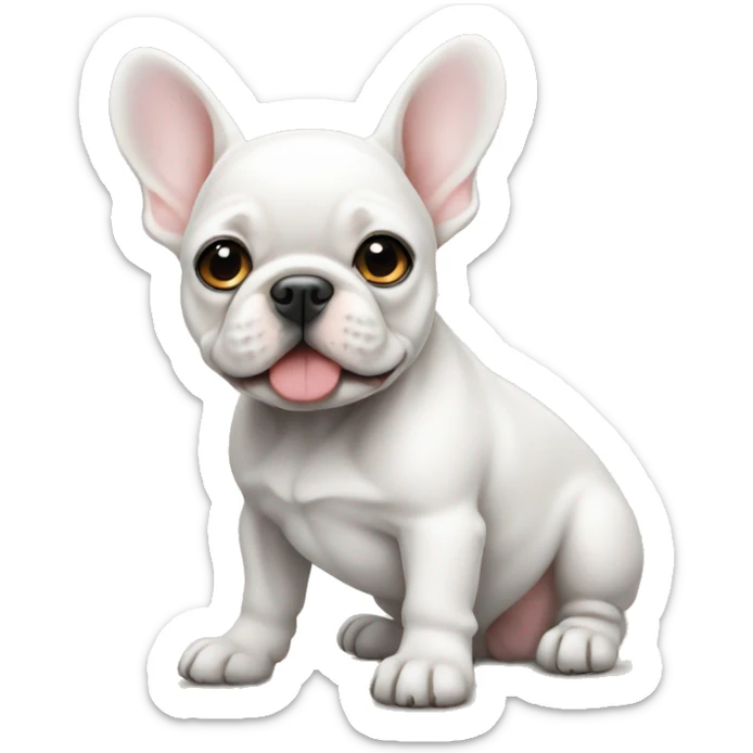 White Frenchie puppy sticker
