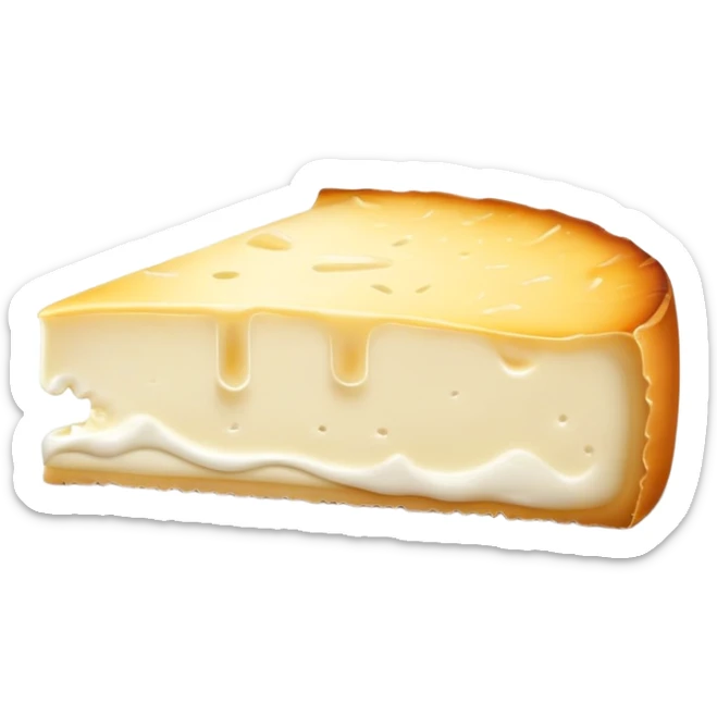 cinematic-realistic-brie-cheese-emoji,-featuring-a-creamy gooey center,-soft-ripened-cheese-with-a-delicate white rind-rendered-with-lifelike-detail-and-inviting,-natural-lightingwith a slice showing the gooey center sticker