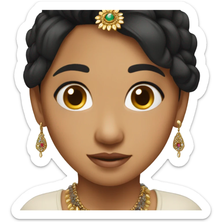 nepali girl with dark brown hair and nepali jewelry  sticker