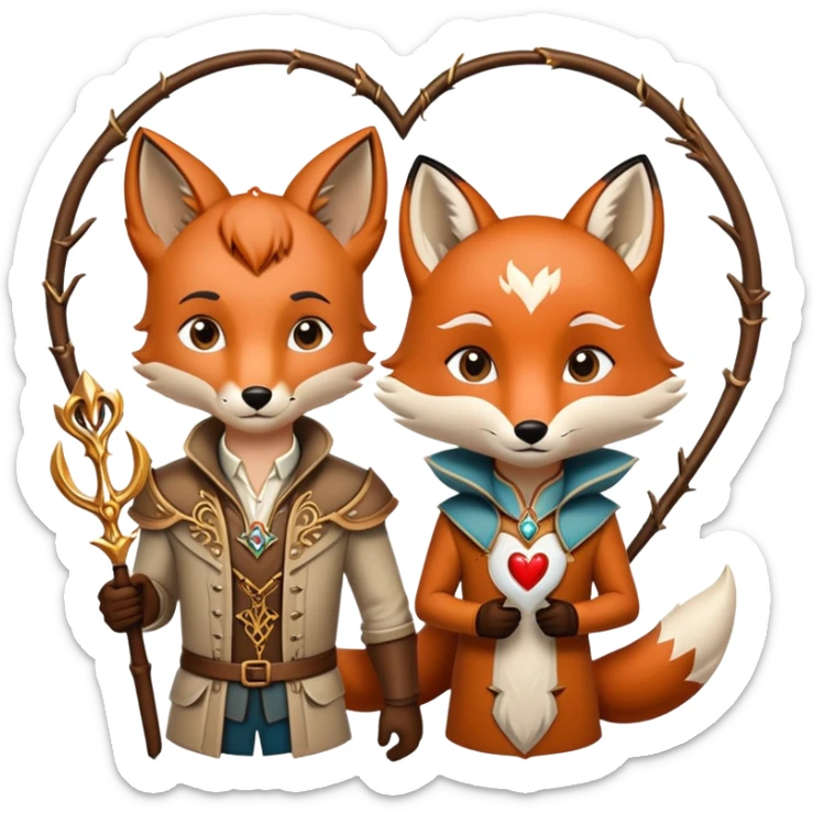 archer and fox together, magical fairytale, ornate details, inspired by 'Once Upon a Broken Heart' sticker