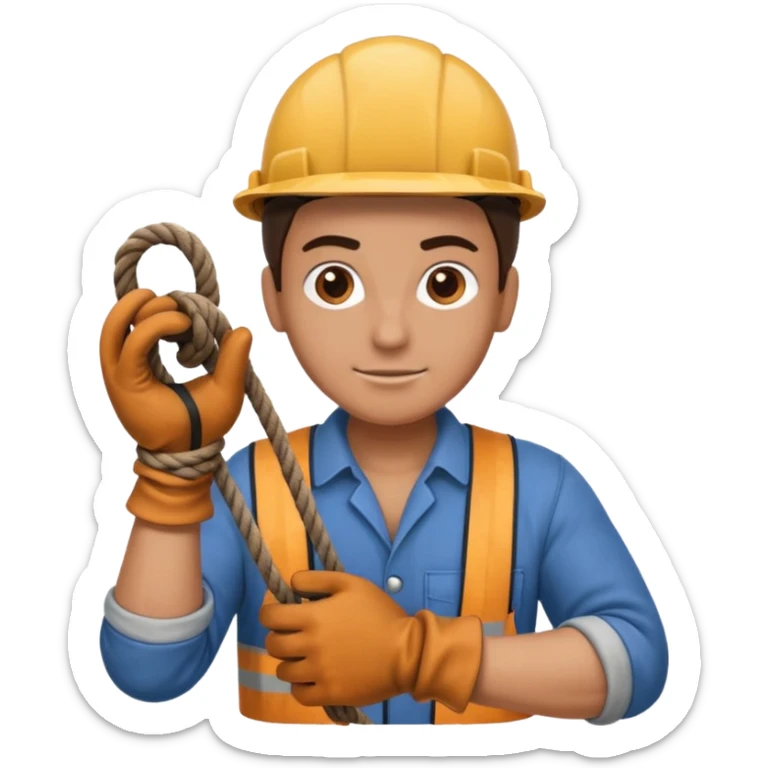 can you make a generic emoji of an individual (who works on a dock, but do not generate the dock itself) holding a rope neatly coiled in their hands? sticker