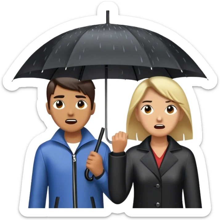 A person stands in the rain holding an umbrella, while another person outside of the umbrella (the narcissist) screams at the storm, getting drenched. The first person looks calm and dry, choosing to protect themselves rather than fight the uncontrollable.  sticker