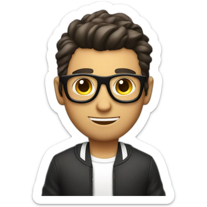 Italian guy with short hairs and black sunglasses and italian-like clothes and a malicious play boyish smirk sticker
