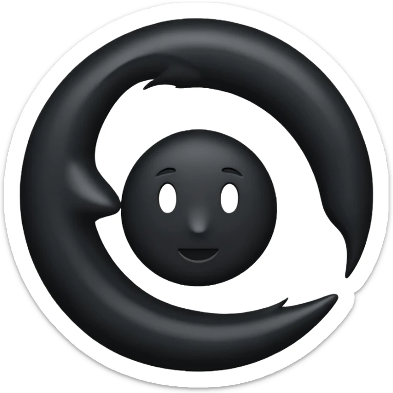 Quiero un logo de un círculo negro con una fina línea blanca vertical y una línea horizontal más gruesa que apunte hacia la izquierda. sticker