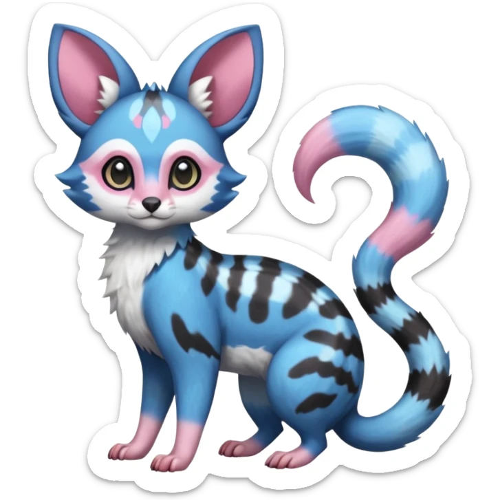 Rare realistic cool cute epic aesthetic colorful Amaura-Sylveon-Civet-Genet-species-Fakemon-hybrid-creature, with markings, full body sticker