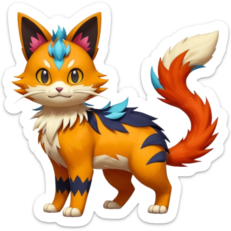 Sprigatito-Floragato-Meowscarada-Torracat-Pokémon-Fakémon-hybrid-fusion-creature (full body) sticker