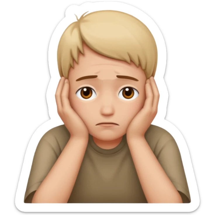 head in hands sticker