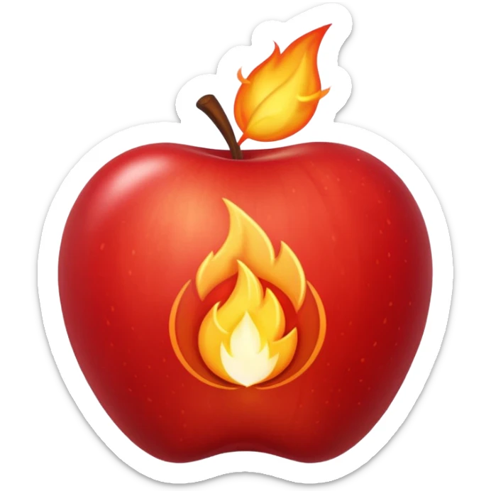 Aesh sheli breslev symbol as an apple style emoji, no text, spiritual flame symbol sticker