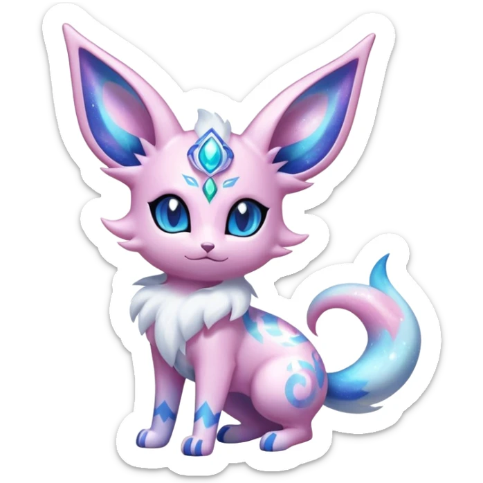 Shiny Exotic Cute Nebulae Ethereal Espeon-Sylveon-Meowstic-Hybrid-Creature with pattern-markings sticker