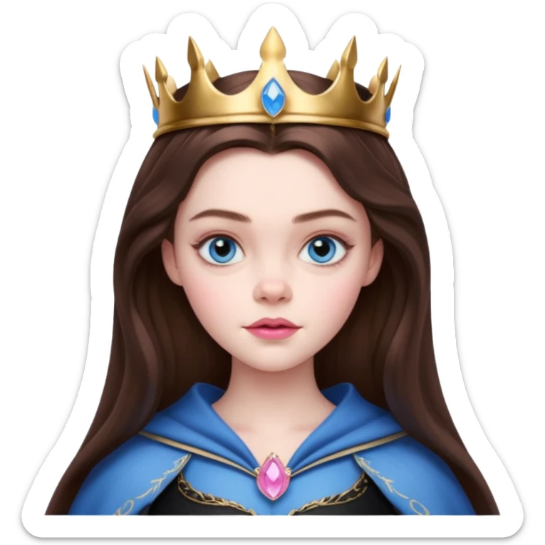 Elle fanning as princess Aurora in Maleficent but with chocolate brown hair and blue eyes, slightly bigger pink lips. sticker