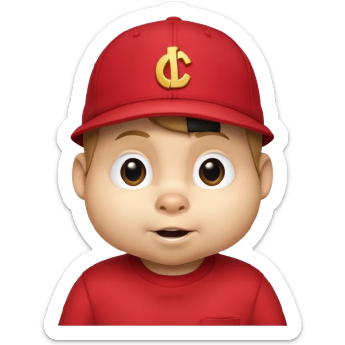 CHIPMUNK ALVIN FROM ALVIN AND THE CHIPMUNKS WITH RED SHIRT AND RED HAT VERY SKINNY AND MALNOURISHED sticker