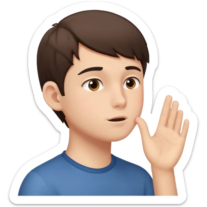 A boy showing right cheek to her mother asking for a gentle playful slap only boy no picture of mother included in emoji
Give side view of right cheek sticker