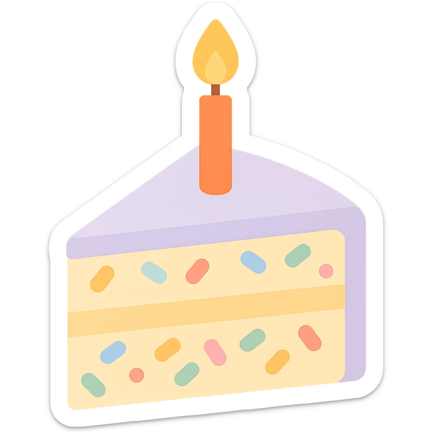 slice of funfetti birthday cake sticker