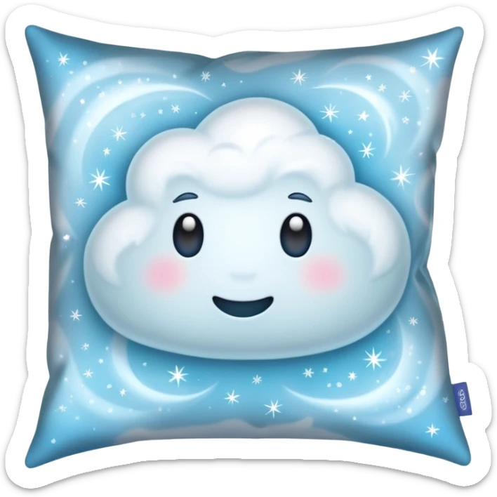 magical white pillow emoji, with misty swirls, sparkles, and a cool frosty aura sticker