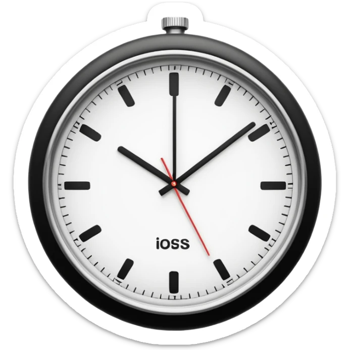 necesito un reloj, ilustrado minimalista, a blancoy negro, con linea delgada , como un icono sticker