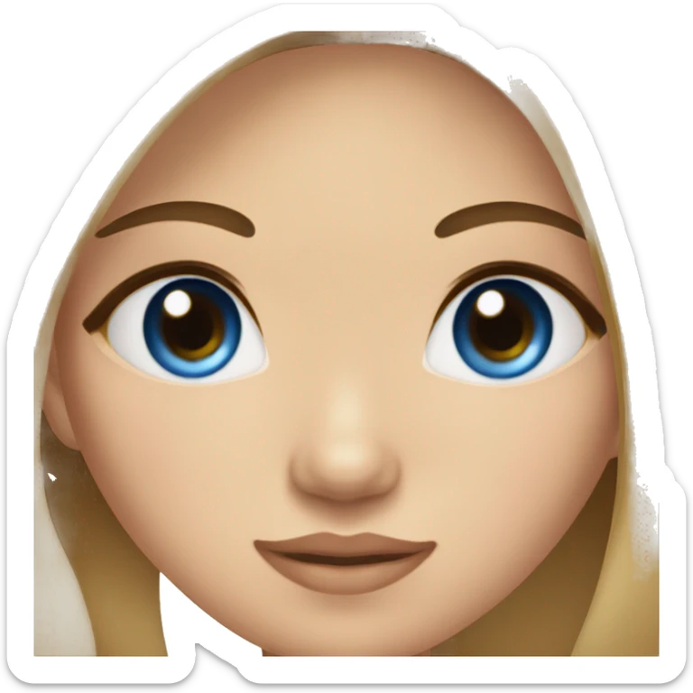 tan asian girl with dark long hair and blue eyes and birthmark below her right eye sticker