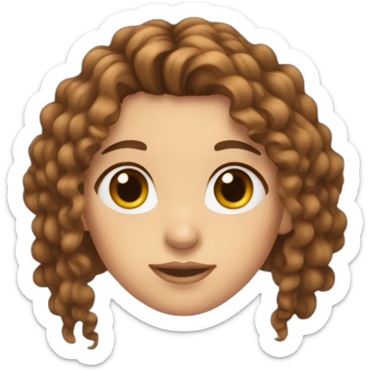 girl with brown weavy hair, brown eyes and thick brows sticker