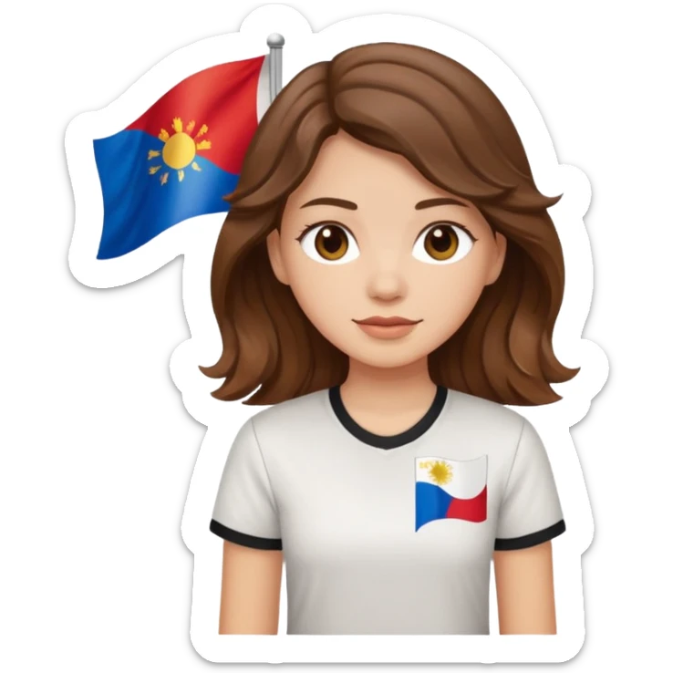 alternative white girl wavy brown hair girl filipino flag sticker
