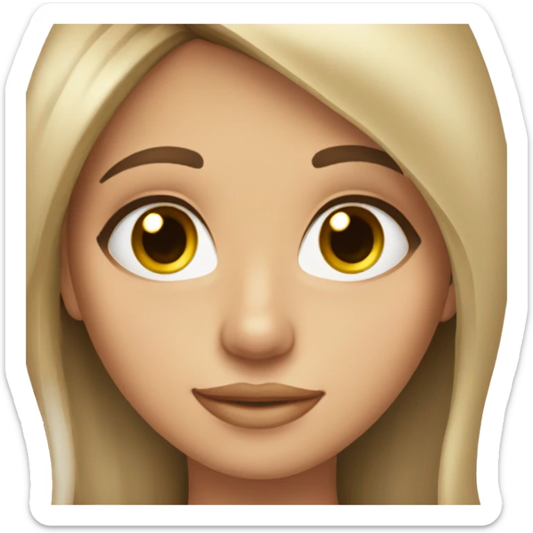 Pretty brunette girl with long eyelashes and blonde highlights in her hair sticker