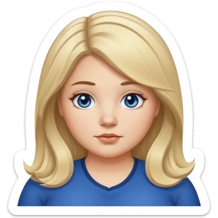 fat white girl long light brunette / blonder8 hair girl with darker roots in her hair middle part and dark blue eyes that's not really tan but not pale sticker