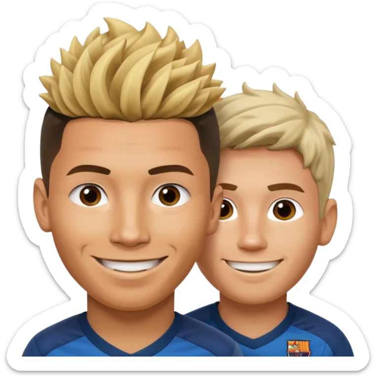Prime noodle hair ronaldo and prime 2012 messi Smiling in one Photo and make it realistic  sticker
