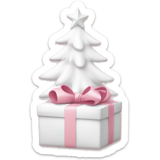 Light pink Christmas gifts under a white Christmas tree  sticker