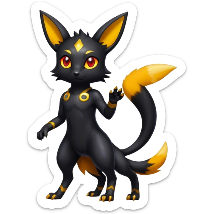 Shiny Dark Cute Edgy Cool Umbreon-Litten-fusion-hybrid full body  sticker