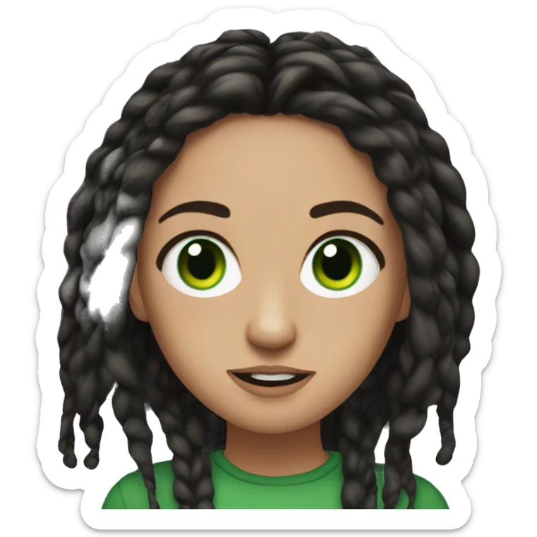 Effy Stonem, portrait, memoji, black dread-locks, green eyes  sticker
